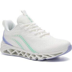 Women's White Purple Walking Running Tennis Non Slip Athletic Sneakers Shoes
